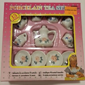 Porcelain Tea Set for Kids - Pink Floral Design